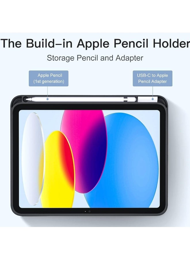 DUSALA Compatible with iPad 10th Generation Case 10.9 Inch (2022) – Slim Trifold Stand Protective Cover with Pencil Holder – Soft TPU Back – Auto Sleep/Wake Function – Lightweight & Durable Smart Case  BLACK - Image 5