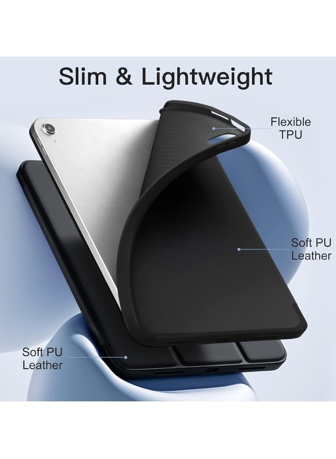 DUSALA Compatible with iPad 10th Generation Case 10.9 Inch (2022) – Slim Trifold Stand Protective Cover with Pencil Holder – Soft TPU Back – Auto Sleep/Wake Function – Lightweight & Durable Smart Case  BLACK - Image 4