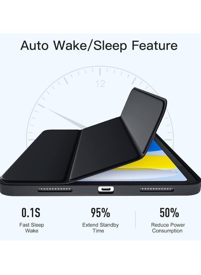 DUSALA Compatible with iPad 10th Generation Case 10.9 Inch (2022) – Slim Trifold Stand Protective Cover with Pencil Holder – Soft TPU Back – Auto Sleep/Wake Function – Lightweight & Durable Smart Case  BLACK - Image 2