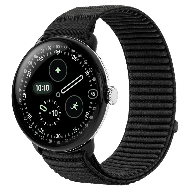 BandRain Nylon Loop Sport Bands Compatible with Google Pixel Watch 4/3/2/1 45mm 41mm Band, Upgraded All-Steel Connector, Soft Breathable Braided Replacement Straps for Women Men - Image 1