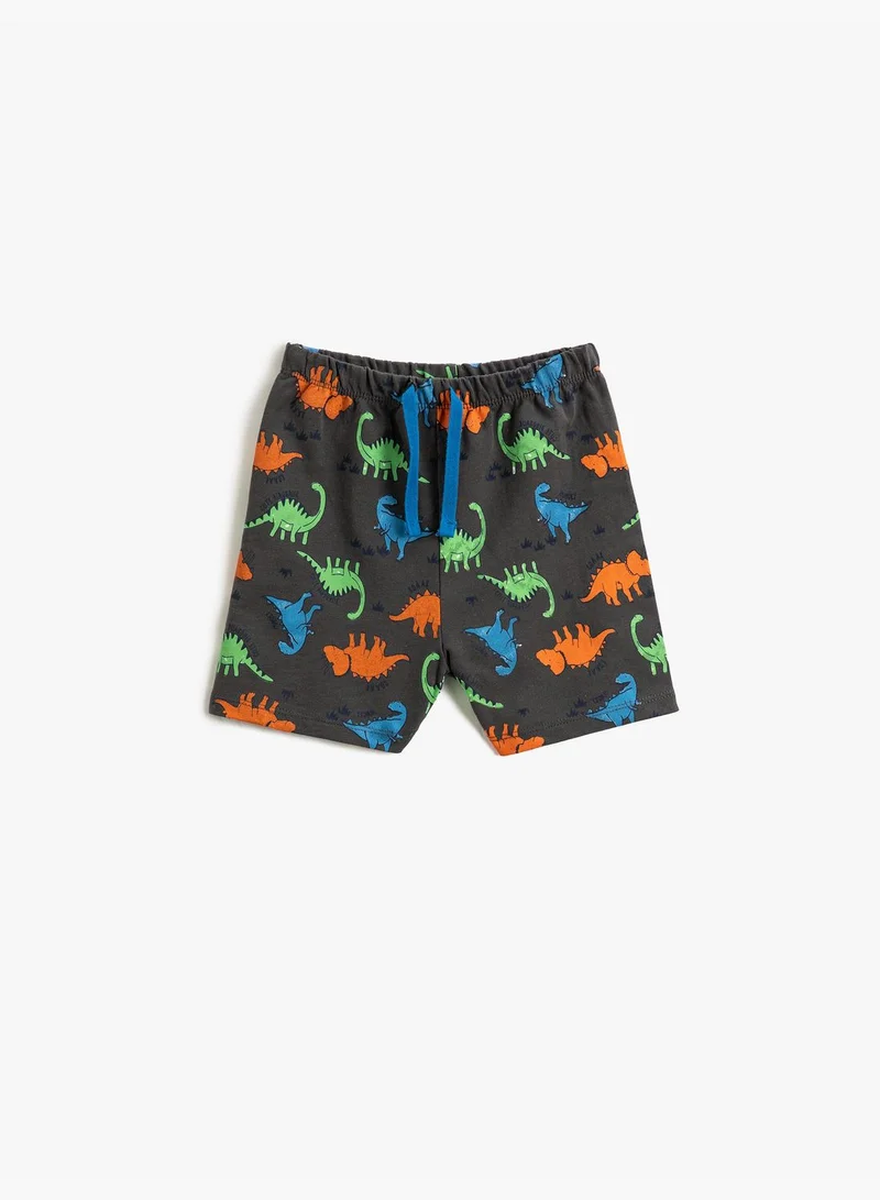 KOTON Dinosaur Printed Shorts Drawstring