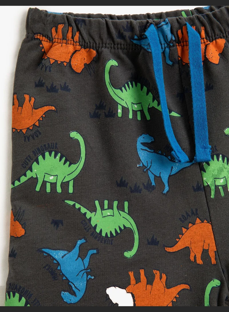 KOTON Dinosaur Printed Shorts Drawstring