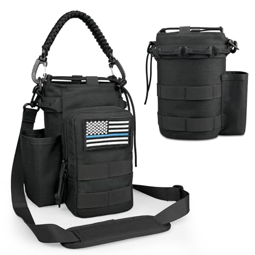 COOLYARD Water Bottle Holder with Strap Crossbody Sling Carrier Bag with Phone Pocket Molle Tactical Pouch for Walking Hiking Camping Gym Black - Image 1