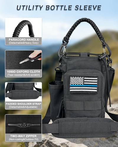 COOLYARD Water Bottle Holder with Strap Crossbody Sling Carrier Bag with Phone Pocket Molle Tactical Pouch for Walking Hiking Camping Gym Black - Image 3