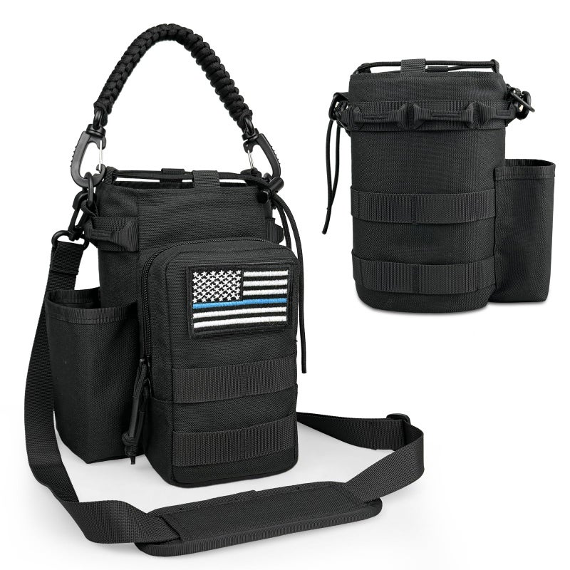 COOLYARD Water Bottle Holder with Strap Crossbody Sling Carrier Bag with Phone Pocket Molle Tactical Pouch for Walking Hiking Camping Gym Black - Image 2