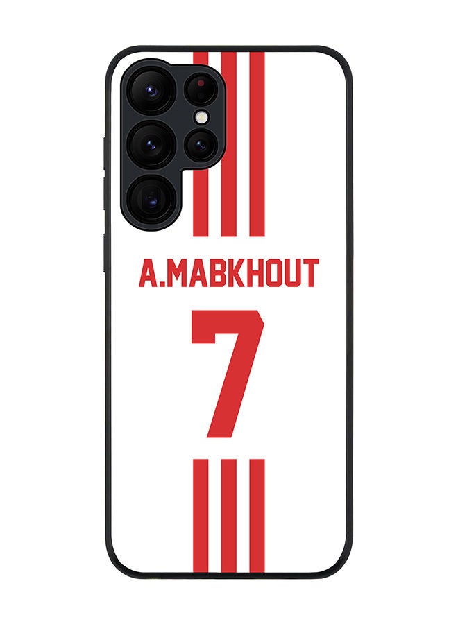 Stylizedd Rugged Black edge case for Samsung Galaxy S22 Ultra 5G Slim fit Soft Case Flexible Rubber Edges Anti Drop TPU Gel Thin Cover - Football Team - UAE Player Name - A.Mabkhout - Image 1