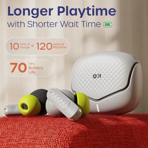 GOBOULT Z40 V2.0 with 70H Playtime, Quad Mic ENC, 45ms Low Latency, 13mm Bass, Legacy Continues, IPX5, Bluetooth 5.4, TWS Truly Wireless in Ear Earbuds (Arctic Blue) (Onyx Grey) - Image 5