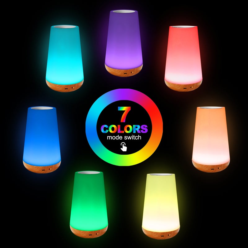 مصباح ليلي ملون متغير الألوان RGB مصباح جو مع تحكم عن بعد وتحكم بمس مصباح نوم قابل لإعادة الشحن مصباح طاولة قابل للتنميط للغرفة المعيشة والغرفة النوم والمكتب - Image 4