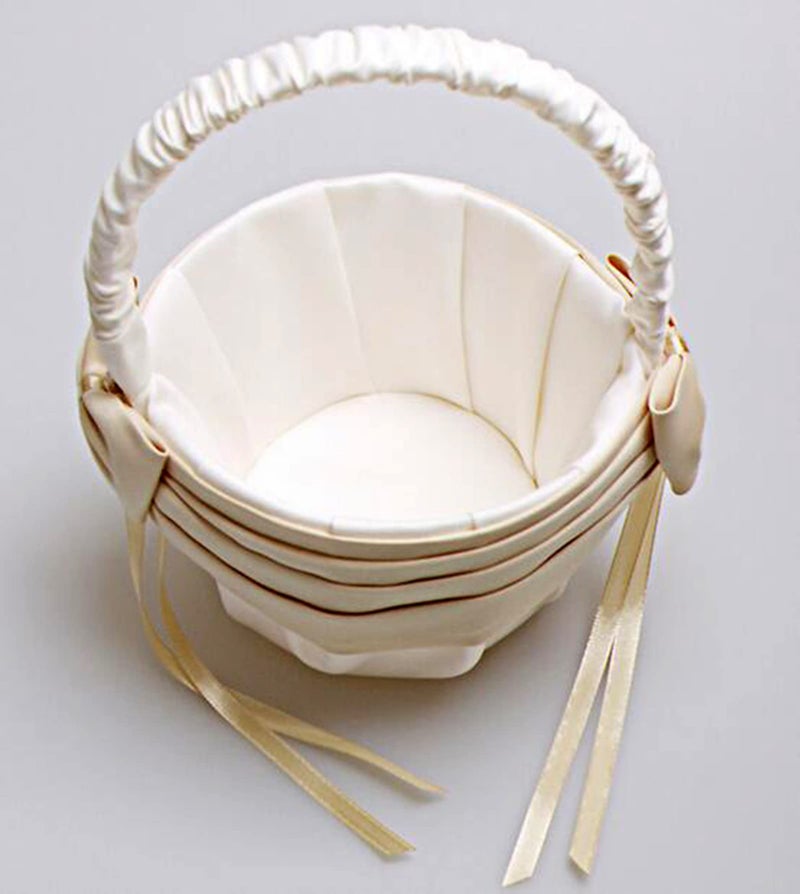 Vivivalue Flower Girl Basket Wedding Collection Traditional Ivory - Image 5