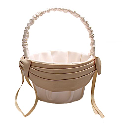 Vivivalue Flower Girl Basket Wedding Collection Traditional Ivory - Image 1