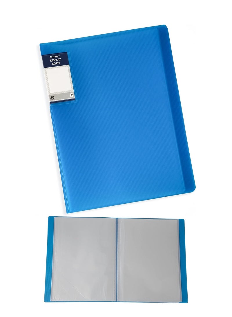 Maxi 1-Piece Display Book 40 Pockets Translucent Blue Cover - Image 1