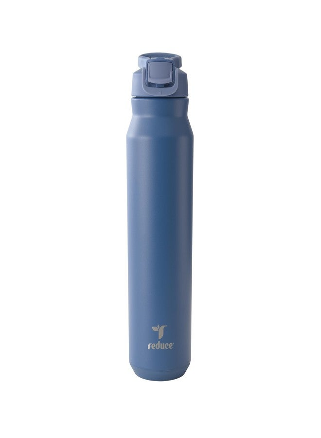 REDUCE 32 oz Hydrate Pro Stainless Steel Insulated Water Bottle - Flip Top Leak-Proof Lid, Dishwasher Safe, BPA-Free, Dual Wall Vacuum, Keeps Drinks Cold for 48 Hrs, Cup Holder Friendly - Mineral Blue - Image 1