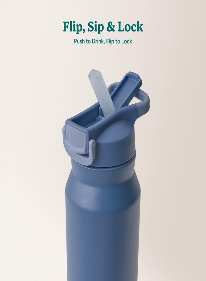 REDUCE 32 oz Hydrate Pro Stainless Steel Insulated Water Bottle - Flip Top Leak-Proof Lid, Dishwasher Safe, BPA-Free, Dual Wall Vacuum, Keeps Drinks Cold for 48 Hrs, Cup Holder Friendly - Mineral Blue - Image 4