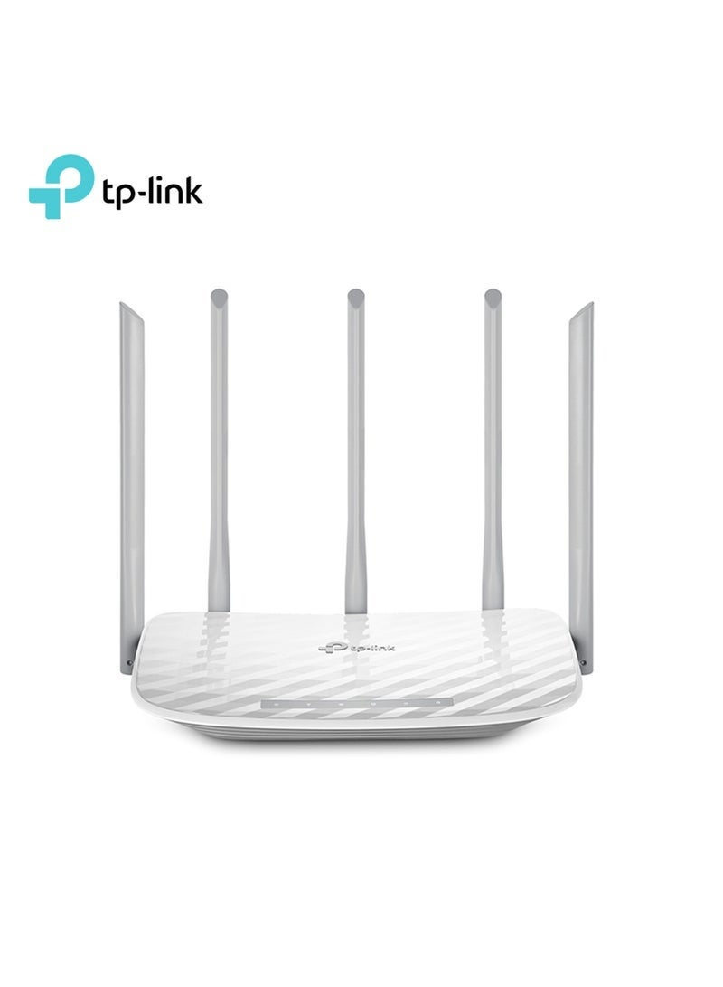 C60 AC1350 Dual-Band Wireless WiFi Router, High-Speed 1350Mbps, 3 External Antennas for Long-Range Coverage, Easy Setup & Parental Controls, Secure Home & Office Internet – White - Image 1