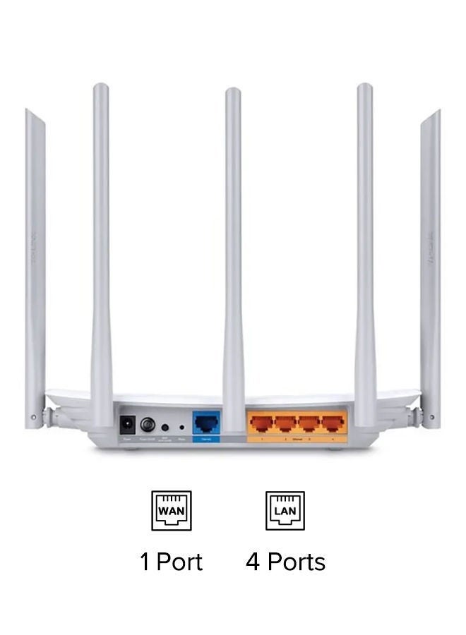 C60 AC1350 Dual-Band Wireless WiFi Router, High-Speed 1350Mbps, 3 External Antennas for Long-Range Coverage, Easy Setup & Parental Controls, Secure Home & Office Internet – White - Image 2