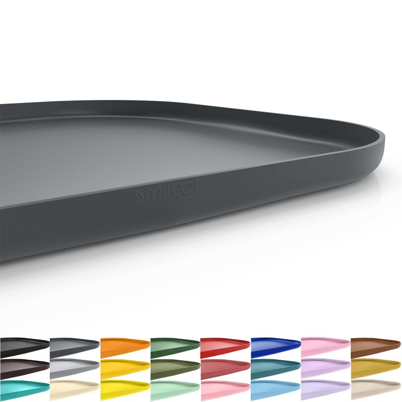 SMILOOL Silicone Pet Feeding Mat with Raised Edge for Food and Water, Dog Bowl Mats, Cat Bowls Placemat with High Lip for Floor Waterproof, Rubber Tray for Cats and Dogs 19 x 12 x 0.7 Dark Grey - Image 1