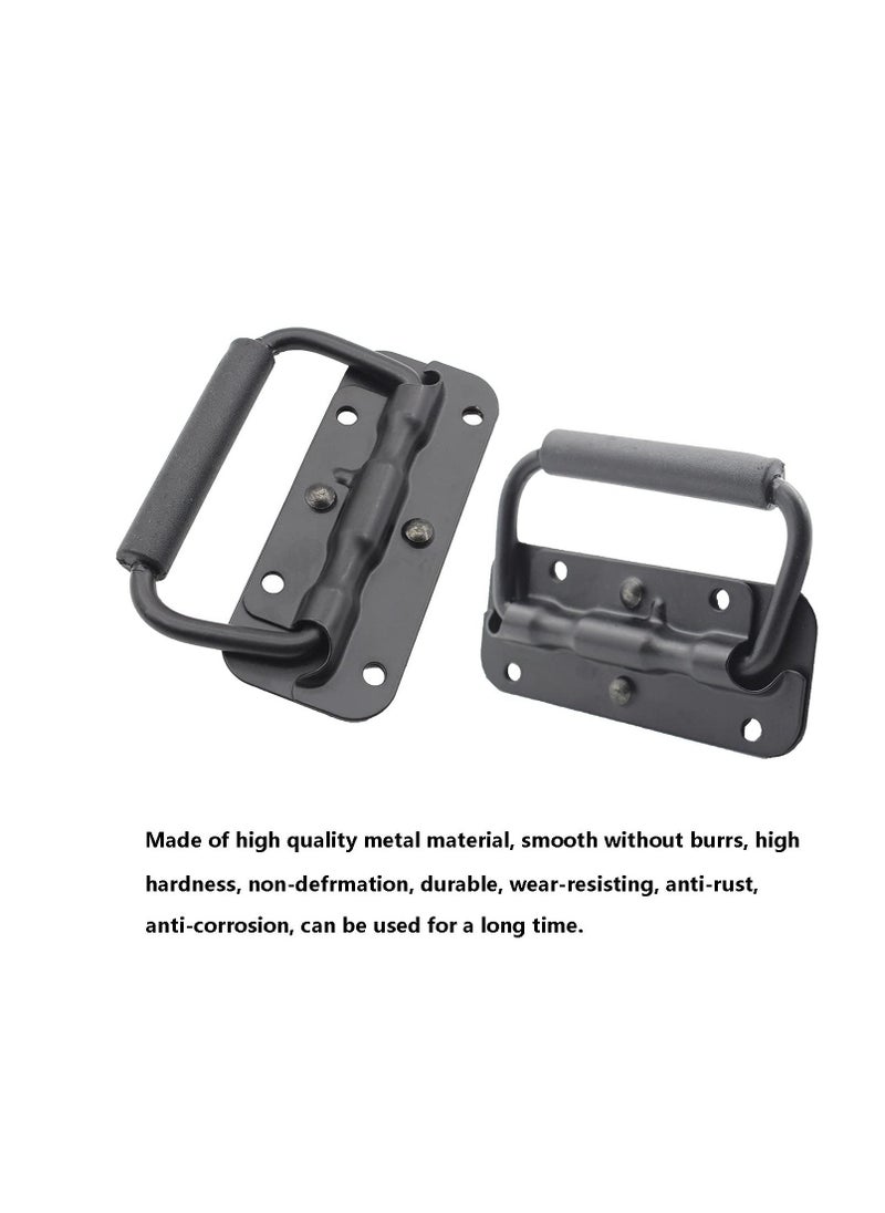 KASTWAVE - Spring Loaded Pull Handles, Surface Mount Chest Handle with Rubber Grip Handmade Chest Trunk Lifter Handle Pull Heavy Duty Hardware for Chests Trunks Crates Storage Boxes Thickened 2mm (2 Pack) - Image 1