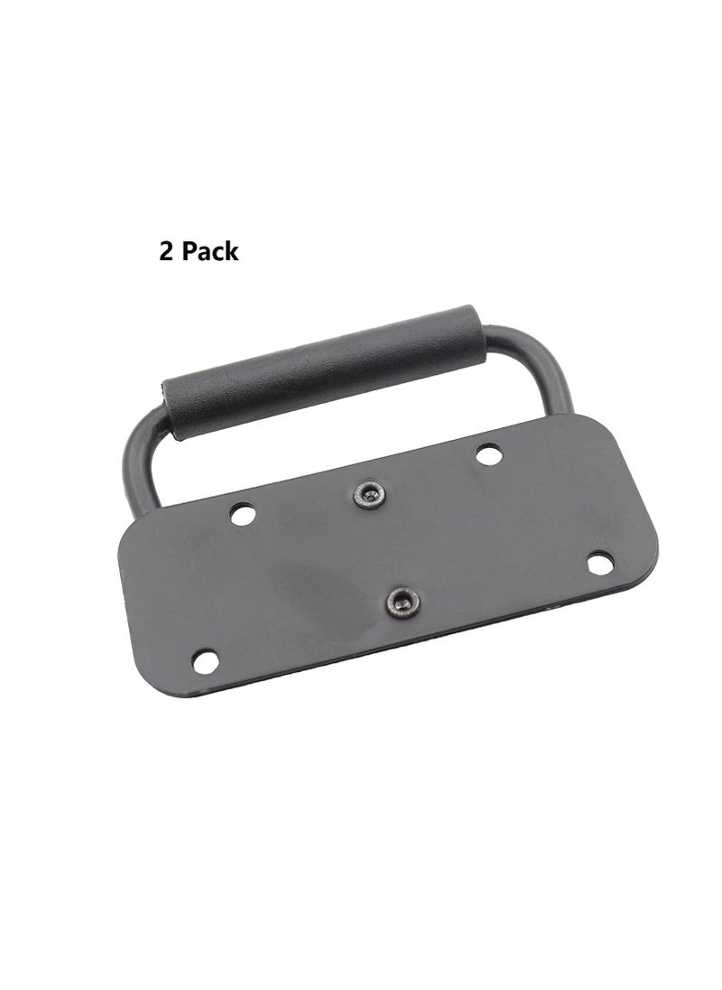 KASTWAVE - Spring Loaded Pull Handles, Surface Mount Chest Handle with Rubber Grip Handmade Chest Trunk Lifter Handle Pull Heavy Duty Hardware for Chests Trunks Crates Storage Boxes Thickened 2mm (2 Pack) - Image 1
