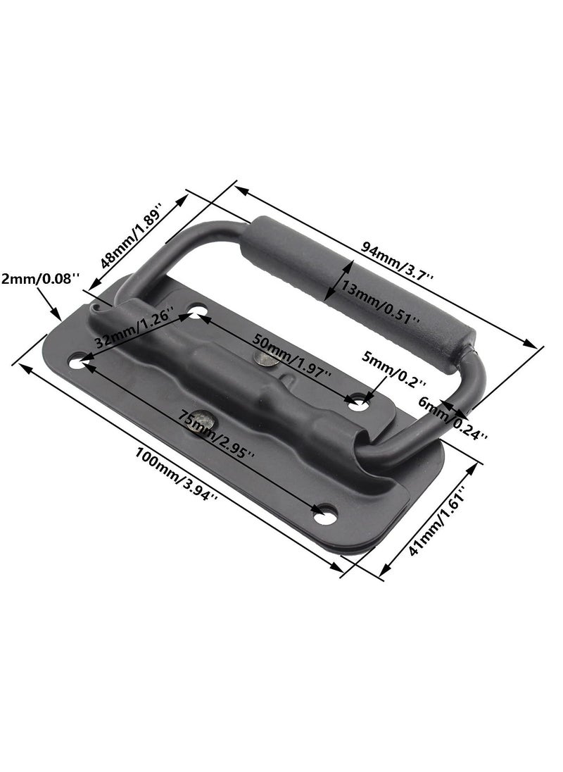 KASTWAVE - Spring Loaded Pull Handles, Surface Mount Chest Handle with Rubber Grip Handmade Chest Trunk Lifter Handle Pull Heavy Duty Hardware for Chests Trunks Crates Storage Boxes Thickened 2mm (2 Pack) - Image 1