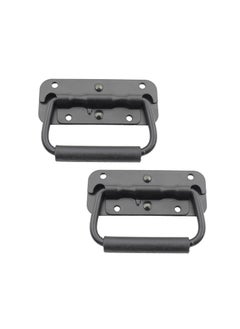 KASTWAVE Spring Loaded Pull Handles, Surface Mount Chest Handle with Rubber Grip Handmade Chest Trunk Lifter Handle Pull Heavy Duty Hardware for Chests Trunks Crates Storage Boxes Thickened 2mm (2 Pack)  - Image 1