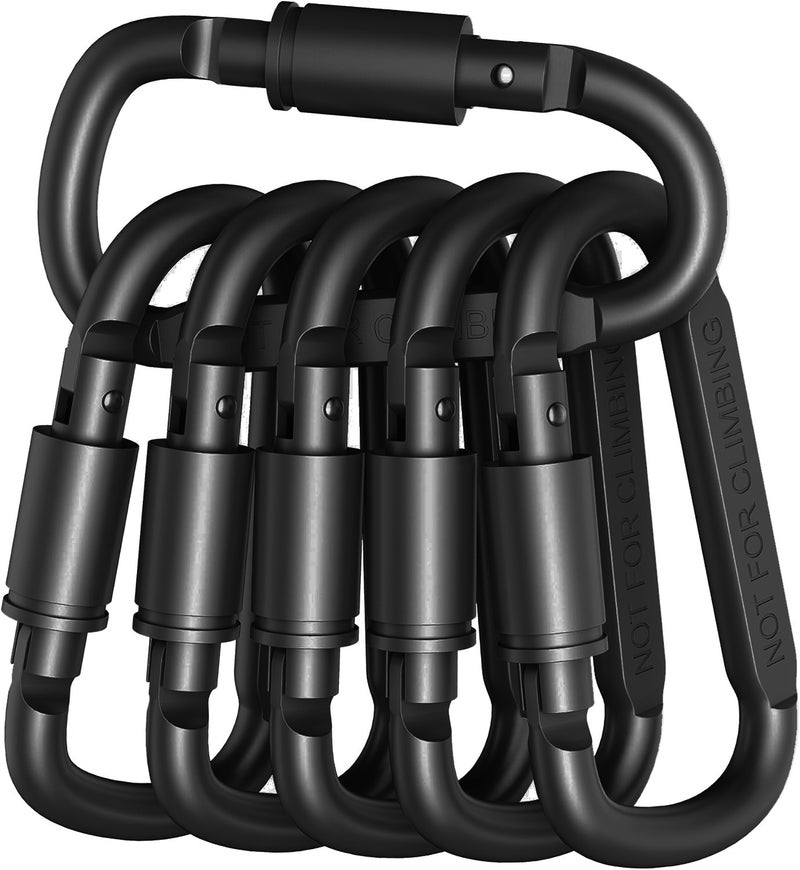 Premium Aluminum D-Ring Locking Carabiners (Pack of 6) - Lightweight & Durable for Hiking, Camping, Keychains, Dog Leashes & More - NOT for Climbing - Image 1