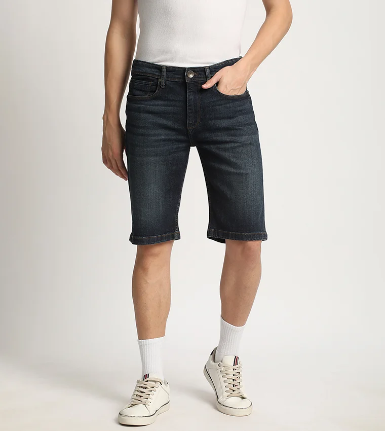 BEVERLY HILLS POLO CLUB Faded Mid Rise Denim Shorts