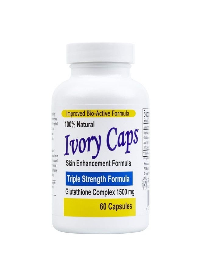 Ivory Caps Maximum Potency 1500 mg Glutathione Skin Whitening Pills Complex, 60 Capsules  - Image 1