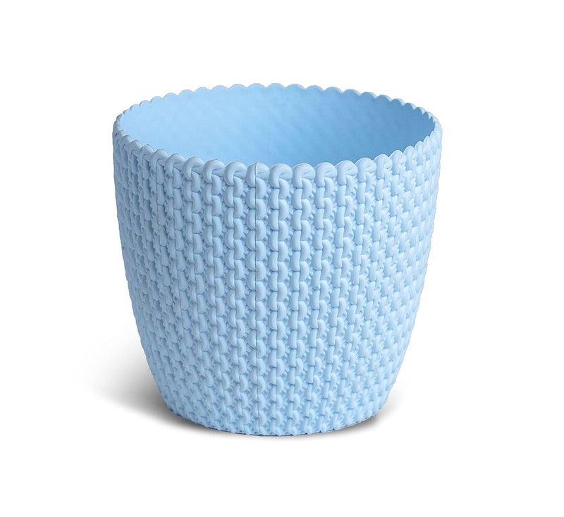 Fox & Fern Sturdy Plastic Fiber Round Flower Pots (Pack of 3) (14x12.50 cm) for Home, Terrace & Gardening Decor Plants Pot | Multicolor | for Indoor & Outdoor (PPCB) Blue - Image 2