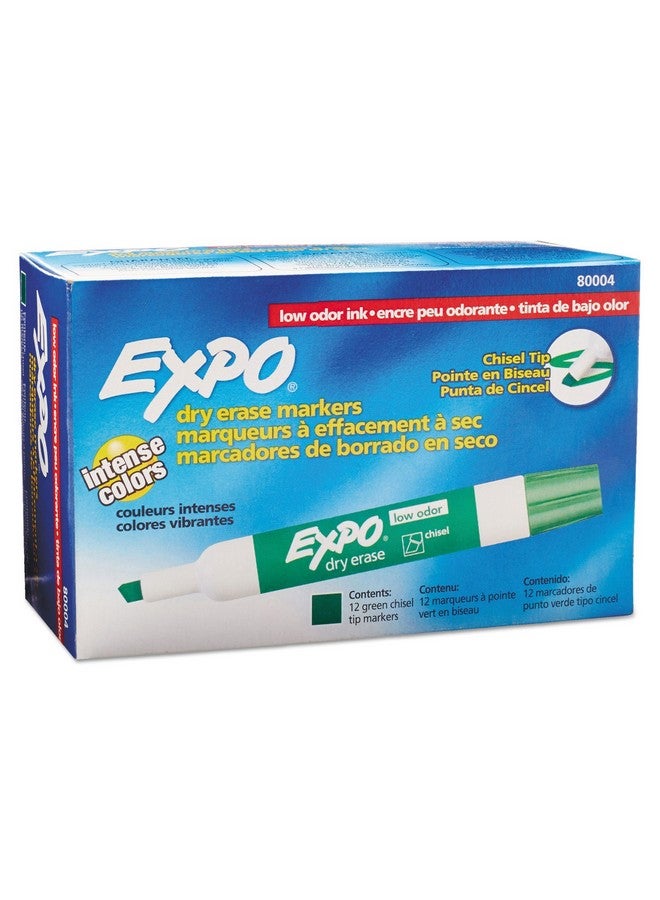 Expo 80004 Low Odor Dry Erase Markers, Chisel Tip, Green Color, 2 Sets With 12 Markers, Total Of 24 Markers - Image 1