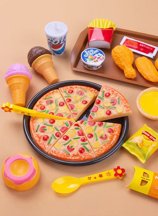 GROIC 56 قطعة من ألعاب الوجبات السريعة، مجموعة ألعاب الطعام، لعبة ملحقات المطبخ التظاهري، بما في ذلك آيس كريم الهامبرغر والبطاطس المقلية، لعبة التعلم المبكر واللعب التظاهري، لعب ملحقات المطبخ للأطفال الصغار - Image 5