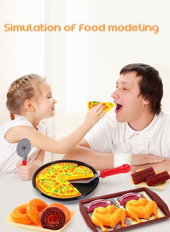 GROIC 56 قطعة من ألعاب الوجبات السريعة، مجموعة ألعاب الطعام، لعبة ملحقات المطبخ التظاهري، بما في ذلك آيس كريم الهامبرغر والبطاطس المقلية، لعبة التعلم المبكر واللعب التظاهري، لعب ملحقات المطبخ للأطفال الصغار - Image 3