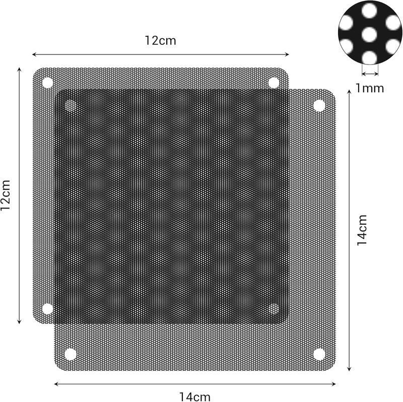 YIMATEECO 140 mm Dust Filter PC Fan Covers Computer Fan Filter Dustproof Housing Cover with Screws for Computer Fan Grille PC Cooler (PVC, 140 x 140 mm, Pack of 10, Black) - Image 5