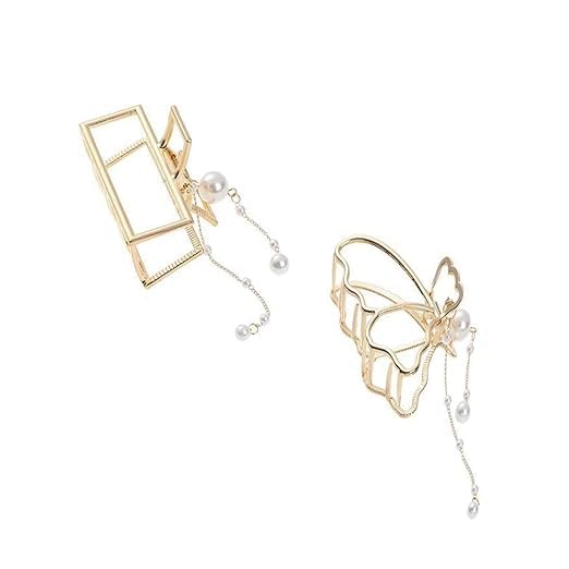 Generic DENICRAAS 2 PCS Butterfly Metal Hair Claw Clip Big Nonslip Gold Hair Clamps Hair Accessories Thick Hair Styling Fashion Hair Supplies pack of 2  - Image 4