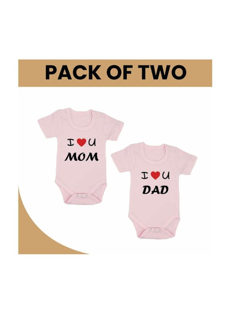 PRINTSHOP4ME Pack Of 2 Baby Romper Mama And Papa Printed-Soft Cotton Short Sleeve Bodysuits For Newborns,Infants And Toddlers-Unisex Baby Onesies For Boys And Girls - Image 2