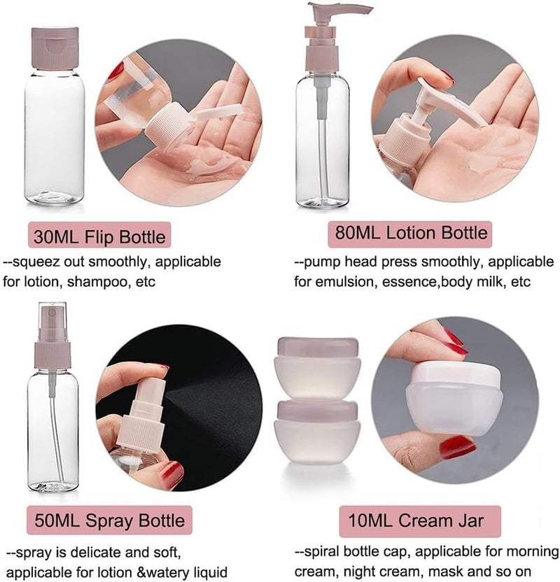 ITUSHA (11 PCS Set) Travel Bottles Kit for Toiletries Organizer Leak Proof Refillable Squeezable Containers Set with Clear Storage Bag for Lotion Shampoo Conditioner Cosmetic Shower Gel Hand Wash - Image 4