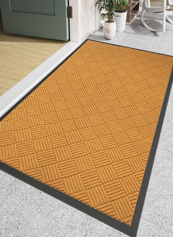 Futurwit Large Door Mat Indoor Outdoor Entrance, 5’x 3' Heavy Duty Front Door Mat Outside, Non Slip Rubber Backing Outdoor Mats, All-Season Commercial Floor Mat for Home Office Entryway, Light Brown - Image 1