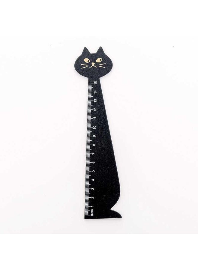 Generic Cat Ruler with Kawaii Design - Wooden Cartoon Drawing Tool 