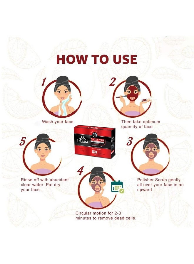 Lilium papaya & D-Oxy Tan Facial Kit Pack of 2 For Fairer Complexion & More Effective Anti Sun Tan, 120g - Image 5
