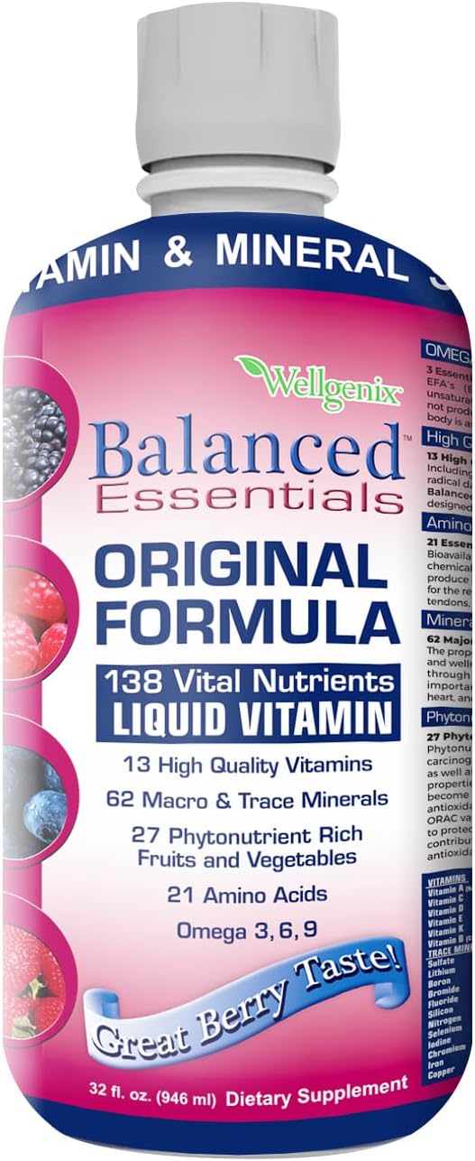 Wellgenix Balanced Essentials Liquid Nutritional Supplement 32 Ounces  Very Berry - Image 1