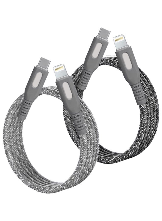 CATANES 2Packs Magnetic USB-C to Lightning Fast Charging Cable (1M) - PD 18W, Snap-On Design, MFi-Certified, Nylon-Braided - Dark and Light Grey - Image 1