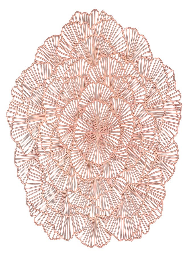 timecity Round Rose Gold Placemats Set of 4 Tablemats Flower Vinyl Place Mats Table Setting Kitchen Table Mats for Dining Table Holiday Wedding Decorative - Image 1