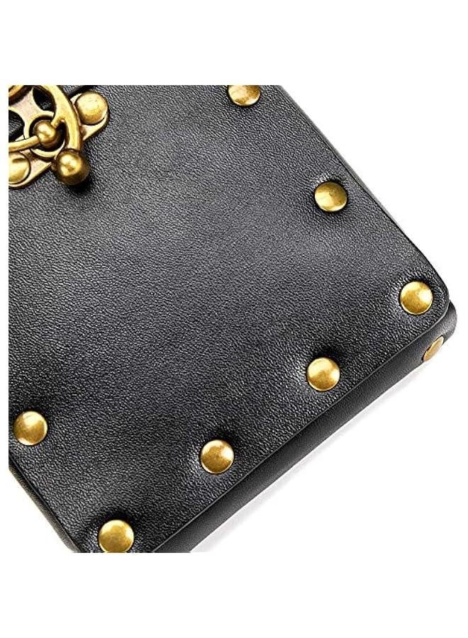 Belt Pouch Waist Bag Pack Medieval Vintage Leather Pouch Cellphone Holder Holster Carry Belt Purse Pocket Casual Hiking Festival Renaissance Faire Costume Props Travel Wallet (Black)  - Image 4