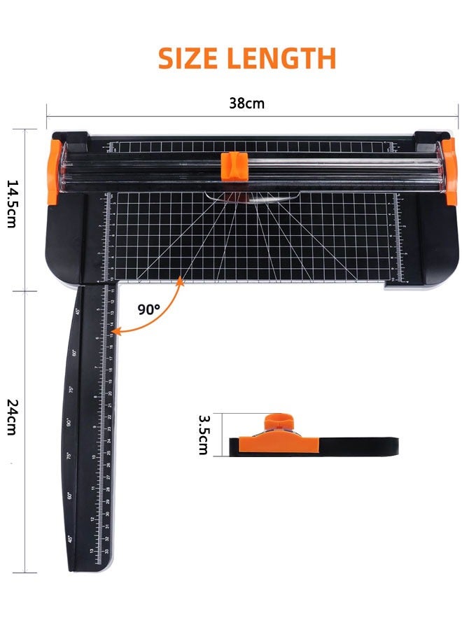 وهاواي A4 Paper Cutter, 38cm Paper Cutting Board Guillotine with Automatic Security Safeguard and Side Ruler for Cutting Card Stock, Coupon, Label, Photo and Crafts Project Black - Image 2