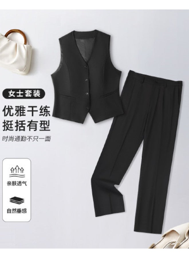 ROMON Fashion Slim-Fit Business Suit Two-Piece Set For Women, Simple And Versatile Commuter Suit For Women - Image 1