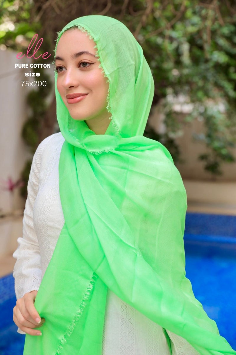 ايل طرحة حريمي قطن شاش مستورد خامة فاخرة وناعمة - أخضر - Image 1