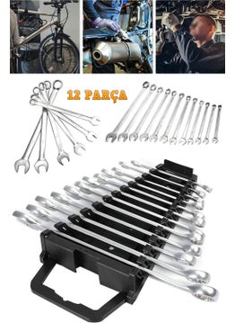 12 Piece Open End and Star Wrench Set Chrome Vanadium Steel