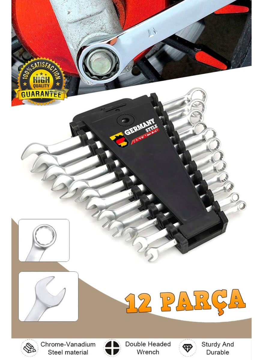Germany Style - 12 Piece Open End and Star Wrench Set Chrome Vanadium Steel - Image 1