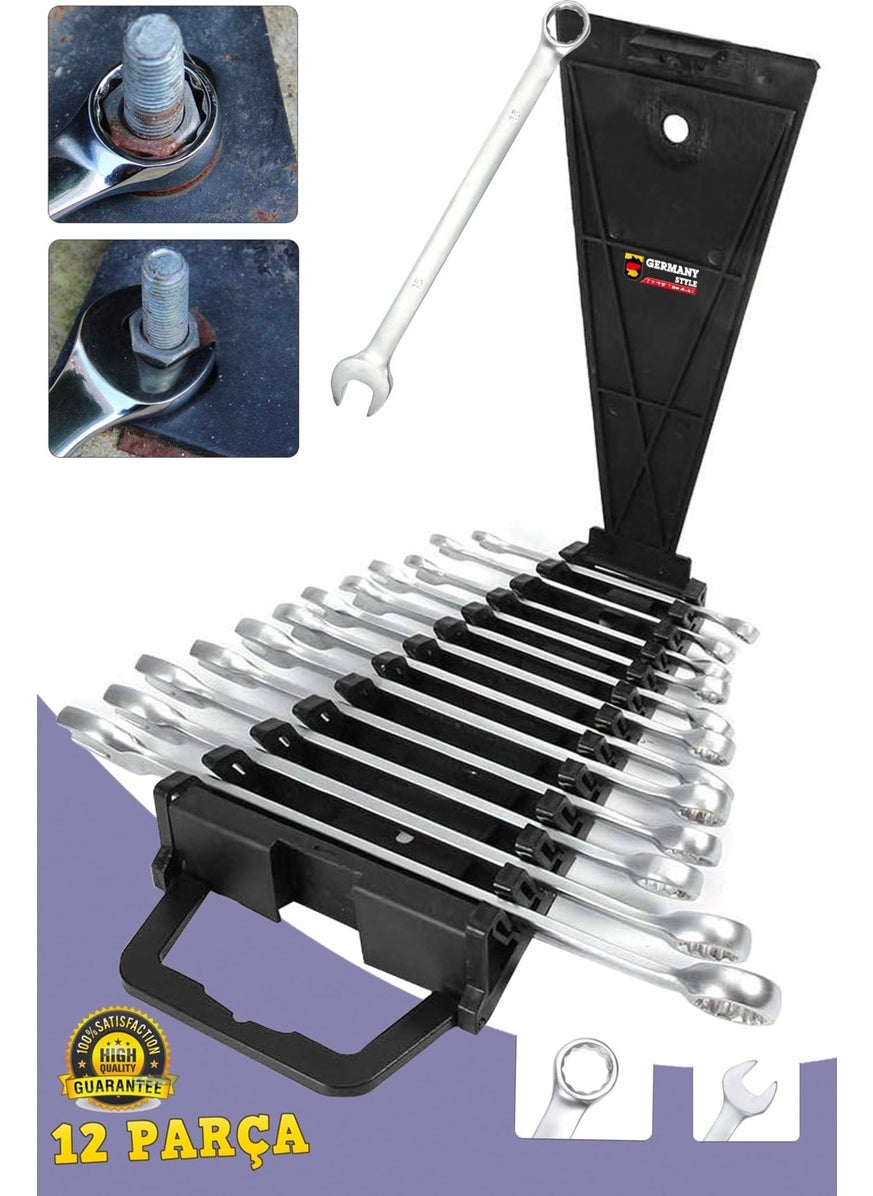 Germany Style - 12 Piece Open End and Star Wrench Set Chrome Vanadium Steel - Image 1