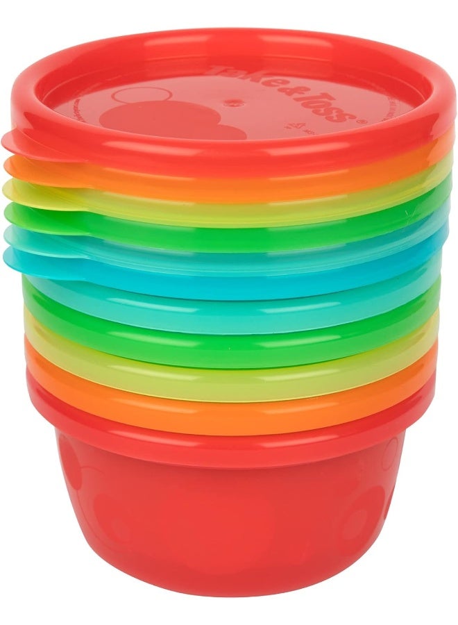 The First Years Take & Toss Toddler Bowls Set - Reusable Toddler Snack Cups - Toddler and Baby Snack Containers with Snap On Lids - Ages 9 Months and Up - 8 Oz - 6 Count - Image 3