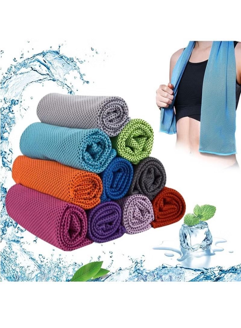 10 Pack Ice Towel, Mesh Soft Breathable Chilly Towel for Neck, Microfiber Yoga, Golf, Sport, Running, Gym, Workout, Camping, Fitness, 30 * 80 cm - Image 1